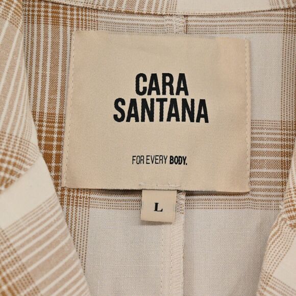 CARA SANTANA Jacket Womens Sz L She‎ Loves The Attention Plaid Print Trench Coat - Picture 9 of 15